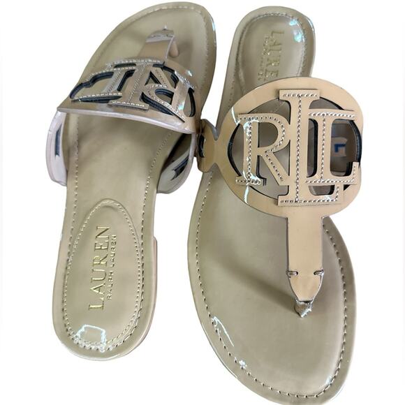 New Women's Lauren Ralph Lauren Tan Audrie Jelly Flip Flop Sandals‎ size 9 - Picture 3 of 4